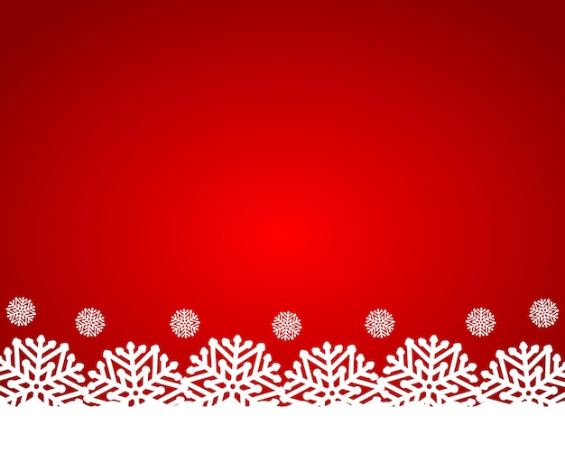 Sfondo rosso Natale con illustrazione vettoriale fiocchi di neve