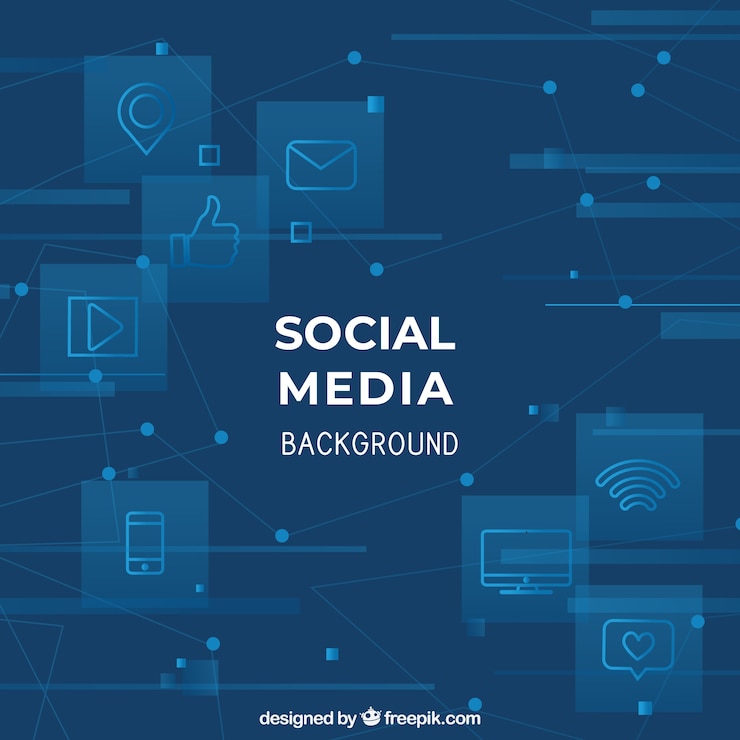 Vettore sfondo sociale dei media con design piatto