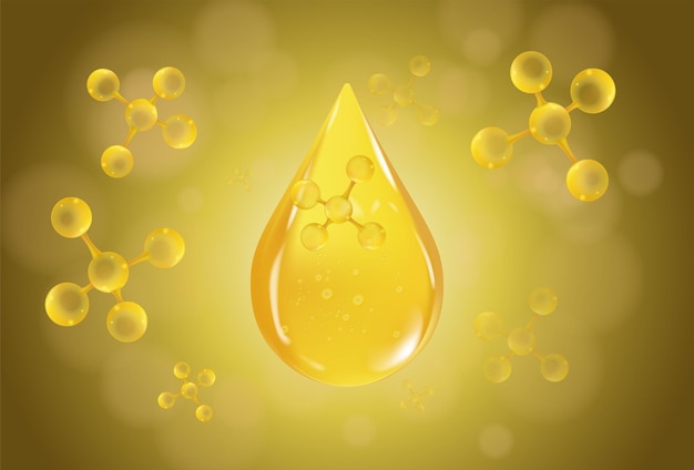 sfondo superficiale di gocce dorate di olio o siero