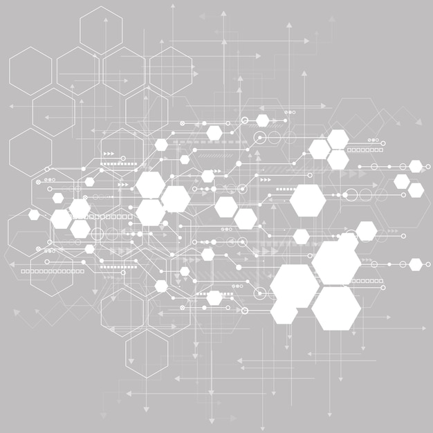 Sfondo tecnologico astratto con vari elementi tecnologici. Illustrazione vettoriale. eps 10