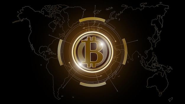 Sfondo tecnologico della rete di denaro digitale di criptovaluta Bitcoin