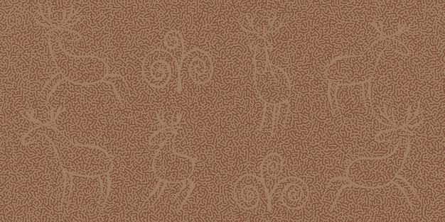 Sfondo testurizzato orizzontale con sagome di animali in stile doodle Cervi e piante Sfondo marrone vettoriale con texture Turing