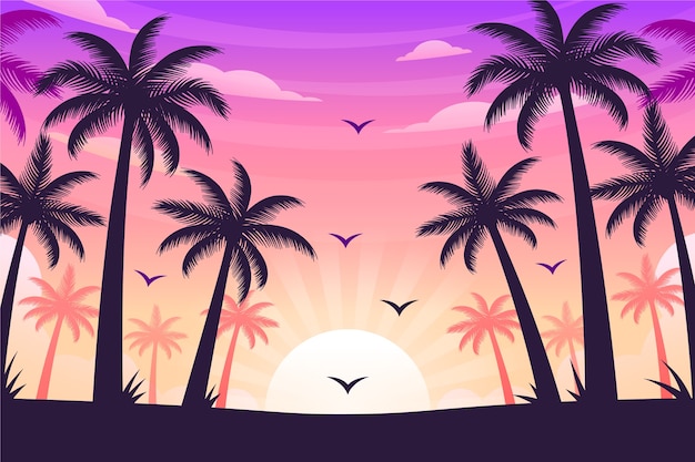 Sfondo tramonto tropicale disegnato a mano
