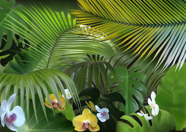 Sfondo tropicale con vegetazione fotorealistica