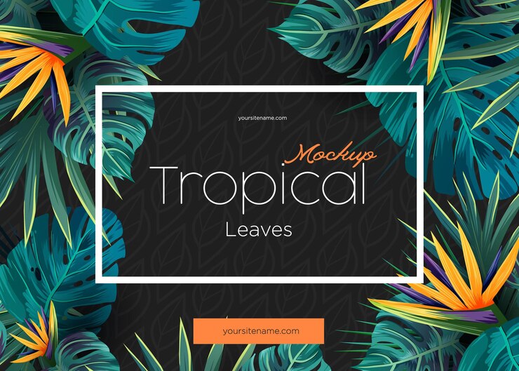 Vettore sfondo tropicale luminoso con piante della giungla. modello esotico con foglie tropicali