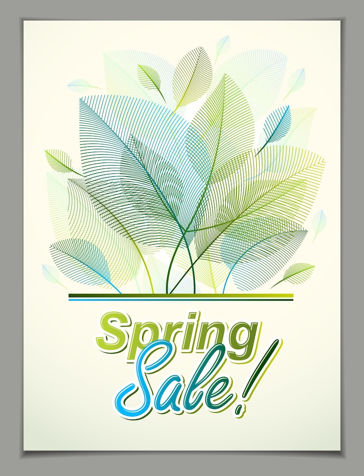 Vettore sfondo verticale di foglie di primavera, modello stagionale della natura per banner di design, biglietto, volantino, carta, poster con elementi floreali verdi e freschi. vendita, poster pubblicitario, brochure o design di volantini.