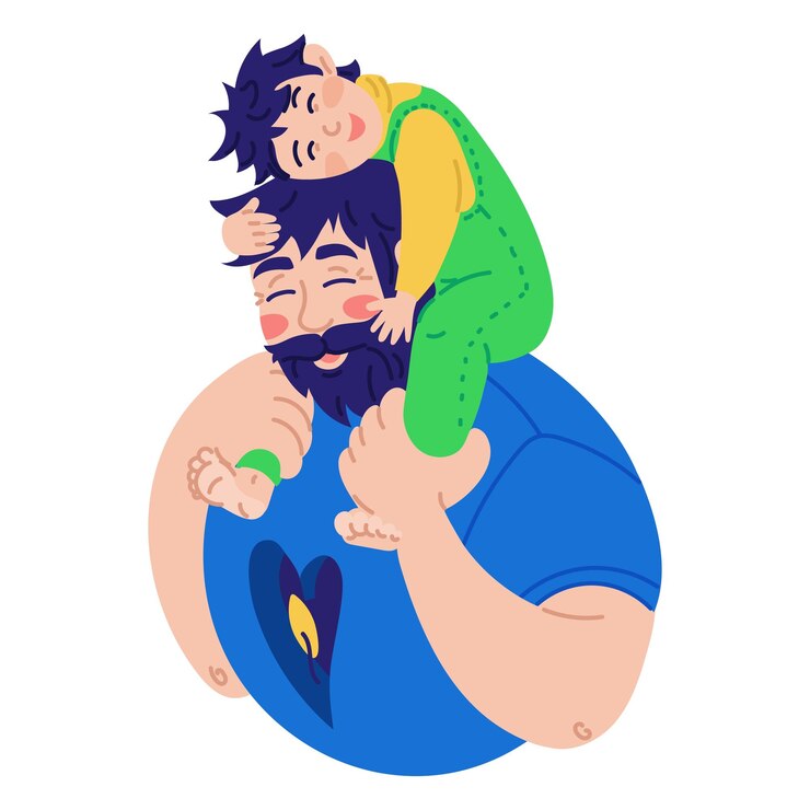 Vettore sfondo vettoriale con felice giorno dei padri web banner poster padre tiene il ragazzo sulle spalle nel