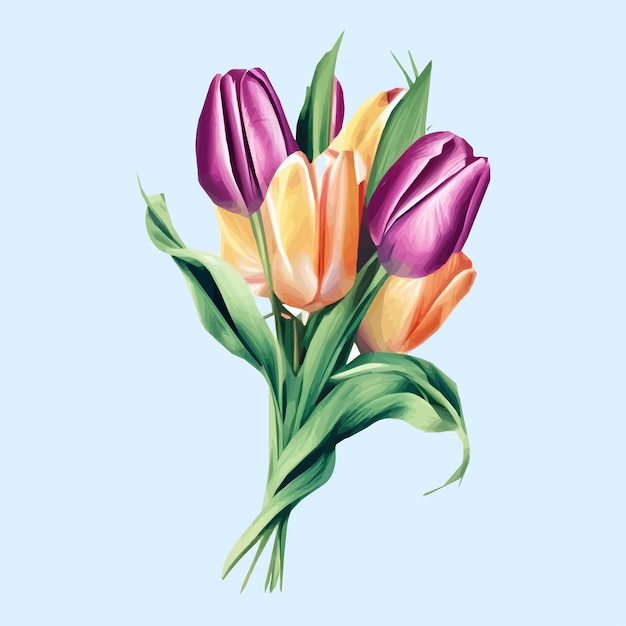 sfondo vettoriale con illustrazione disegnata a mano di tulipani felice festa della mamma design delle vacanze di primavera