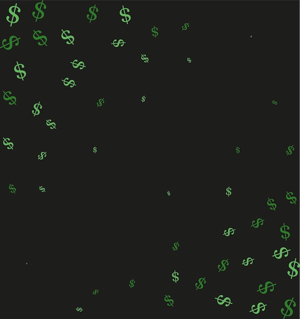 Sfondo vettoriale verde scuro con segni di dollari. Illustrazione astratta geometrica moderna con simboli bancari. EPS