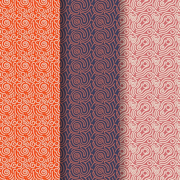 Sfumature marroni della collezione di pattern di linee arrotondate