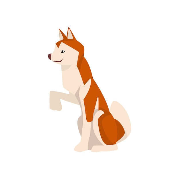 Shiba Inu Dog Cute Sitting Brown Beige Fluffy Pet Animal Side View Illustrazione vettoriale su sfondo bianco
