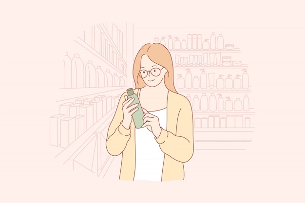 Shopping, bellezza, concetto di cosmetici eco