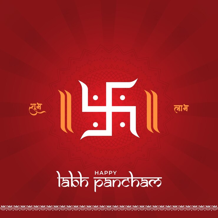 Vettore shubh labh panchami diwali laxmi puja e shubh pancham social media post banner template design