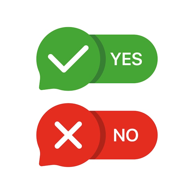 Sì no icone della linea dei segni di spunta La tua scelta è importante per noi conferma incrociata rifiuto Concetto di feedback Icona della linea vettoriale su sfondo bianco