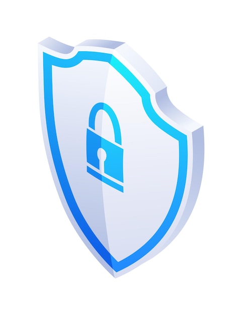 Sicurezza icona scudo isometrico tecnologia futura per la verifica sicurezza informatica e protezione dei dati