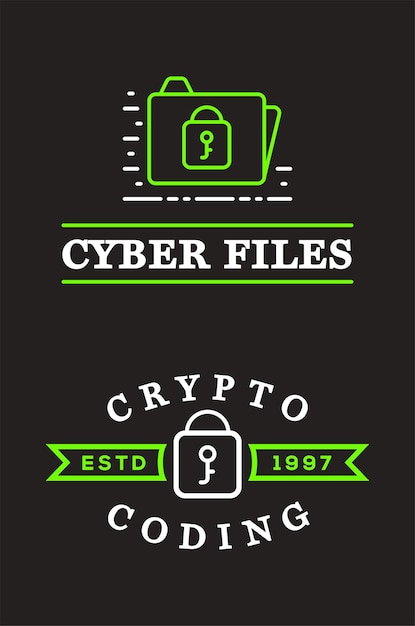 Sicurezza informatica Cartello colorato o banner con applicazione di design piatto icona Crittografia operativa Vector Minimal