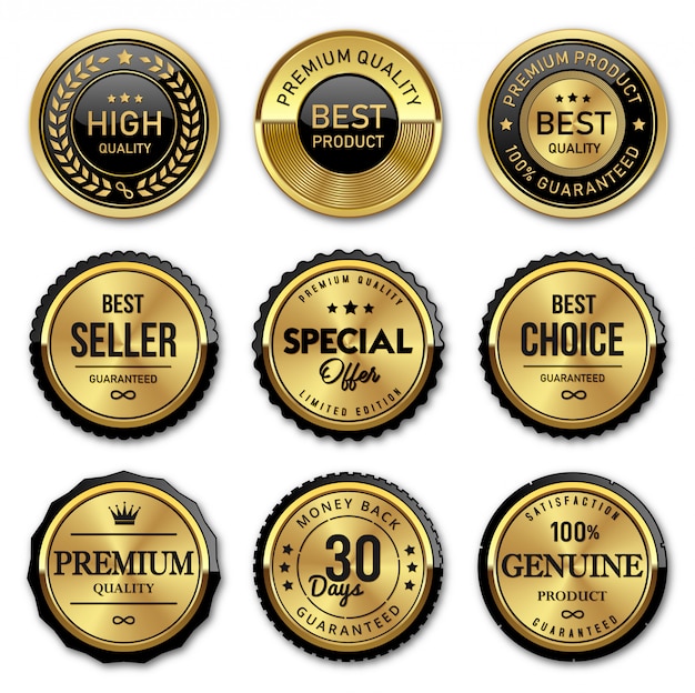 Sigilla badge e etichette in oro di qualità premium