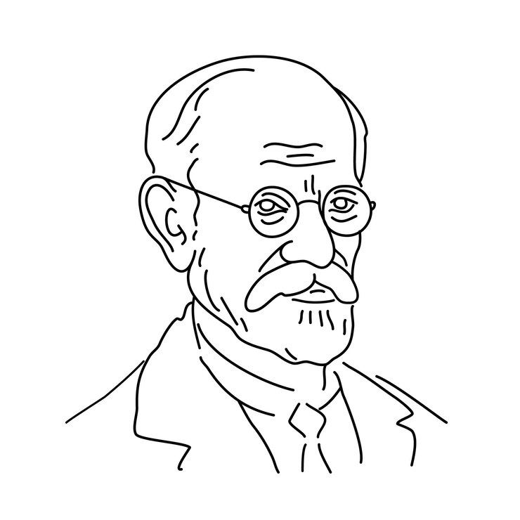 Sigmund Freud il padre della psicoanalisi ritratto Ego superego libido sessualità vettore