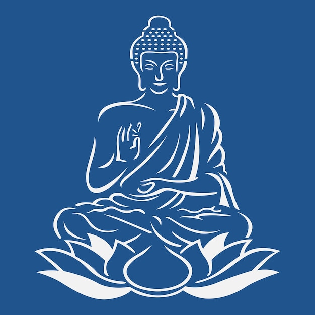 Signore Buddha vettore su sfondo blu