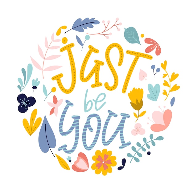 Sii solo te. Citazione di femminismo disegnata a mano. Slogan di motivazione donna in stile lettering. Illustrazione vettoriale.