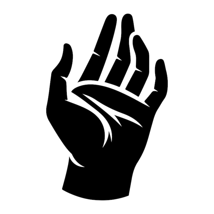 Vettore silhouette a colore nero del vettore dell'icona della mano