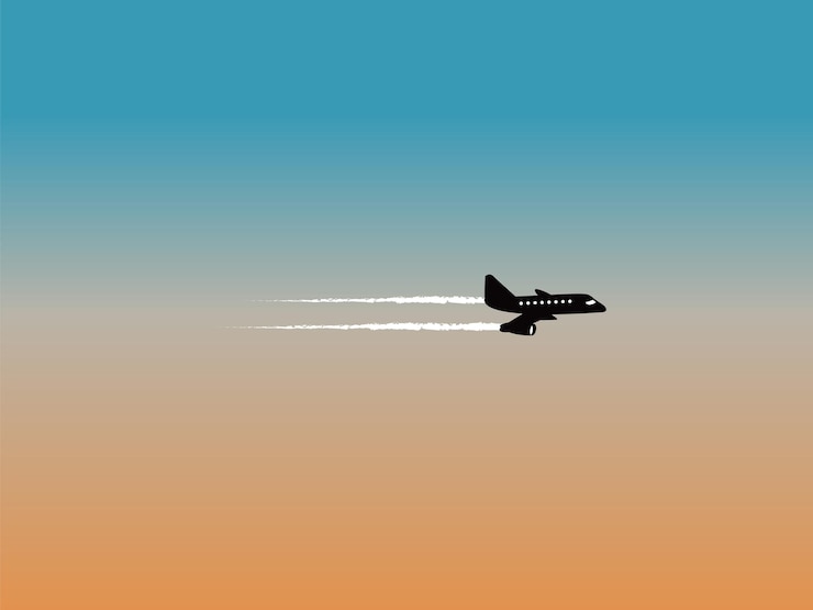 Vettore silhouette aereo nel cielo