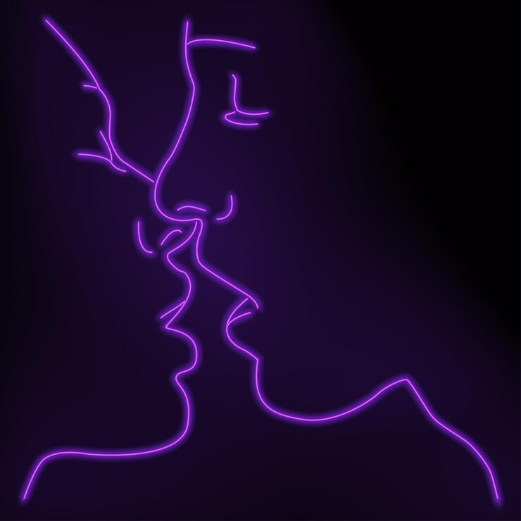 Vettore silhouette al neon di una ragazza illustrazione vettoriale ritratto in una riga