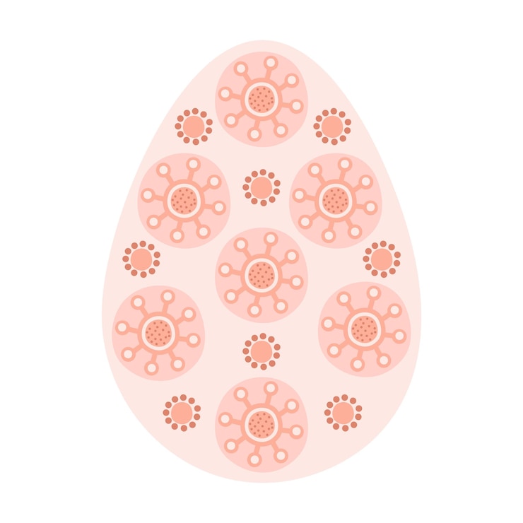 Vettore silhouette carino primavera uova di pasqua con motivi astratti cerchi in colori pastello illustrazione colorate uova di pasqua in stile piatto vettore