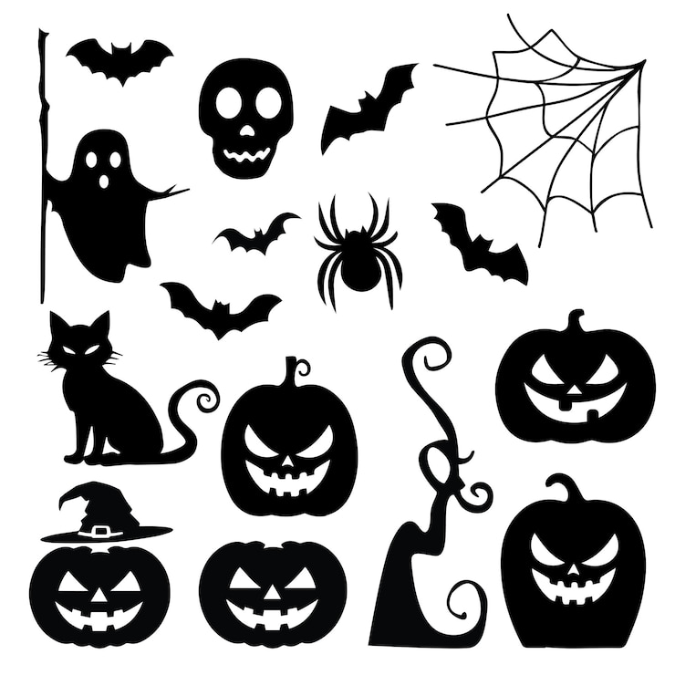 Vettore silhouette collezioni di elementi di halloween illustrazione vettoriale