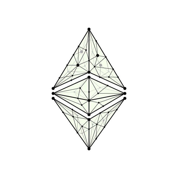 Vettore silhouette dal profilo classico di ethereum