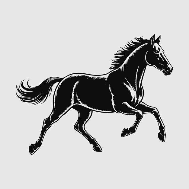Silhouette del cavallo nero in corsa