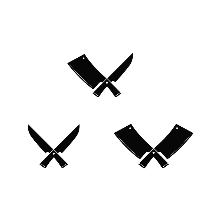 Silhouette del logo del coltello da macellaio incrociato