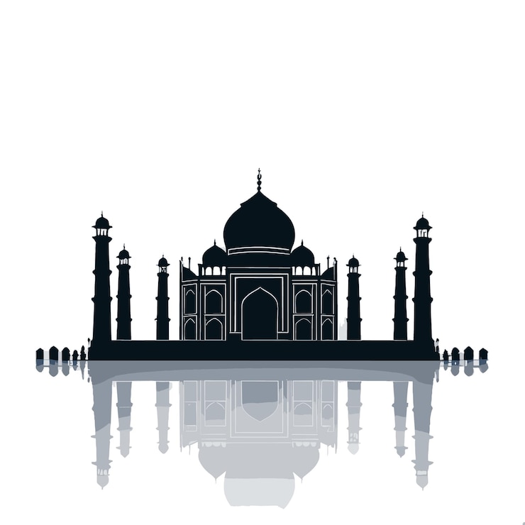Vettore silhouette del taj mahal