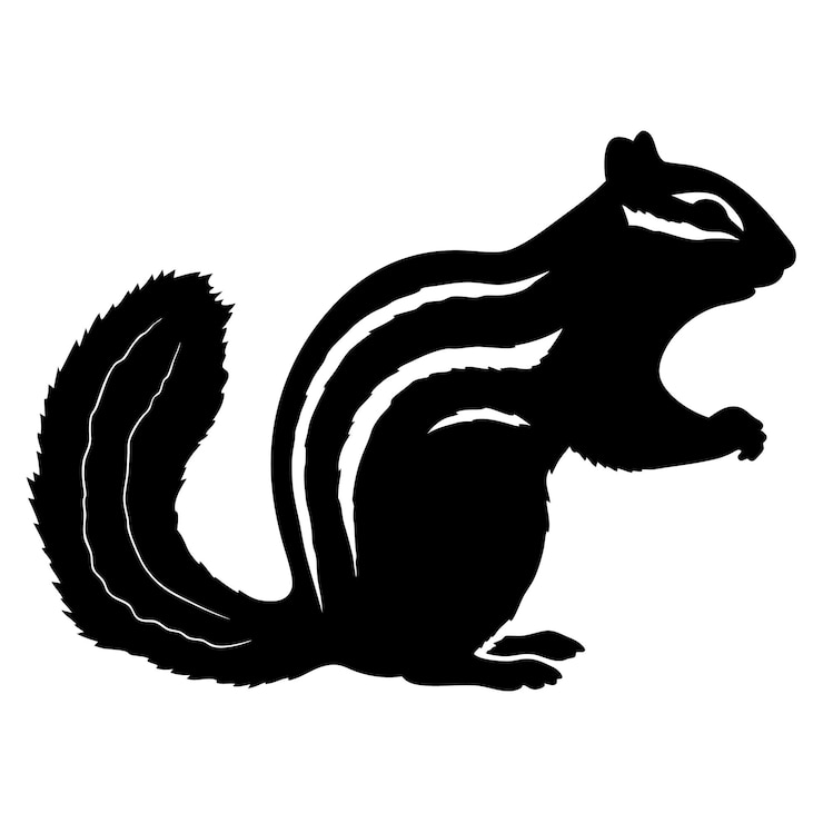 Vettore silhouette dell'icona del roditore chipmunk su uno sfondo bianco illustrazione vettoriale dei cartoni animati
