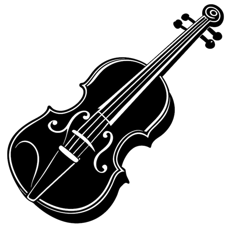 Vettore silhouette dell'icona dello strumento musicale per violino