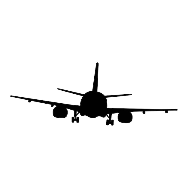 Silhouette dell'ombra nera dell'atterraggio dell'aereo