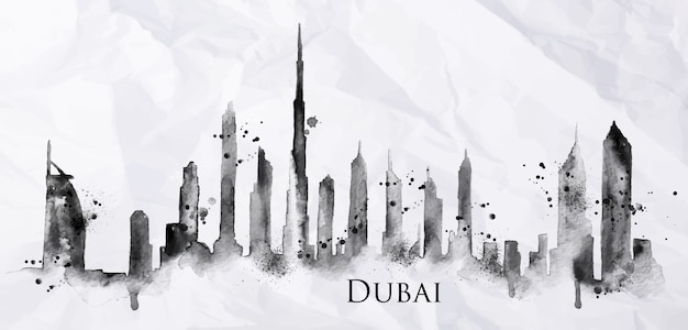 Silhouette della città di Dubai