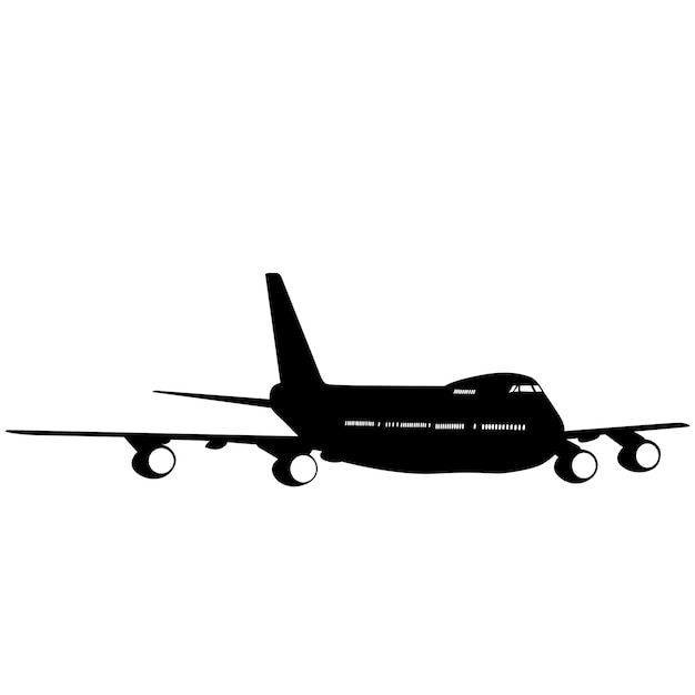 Silhouette di aereo passeggeri su sfondo bianco
