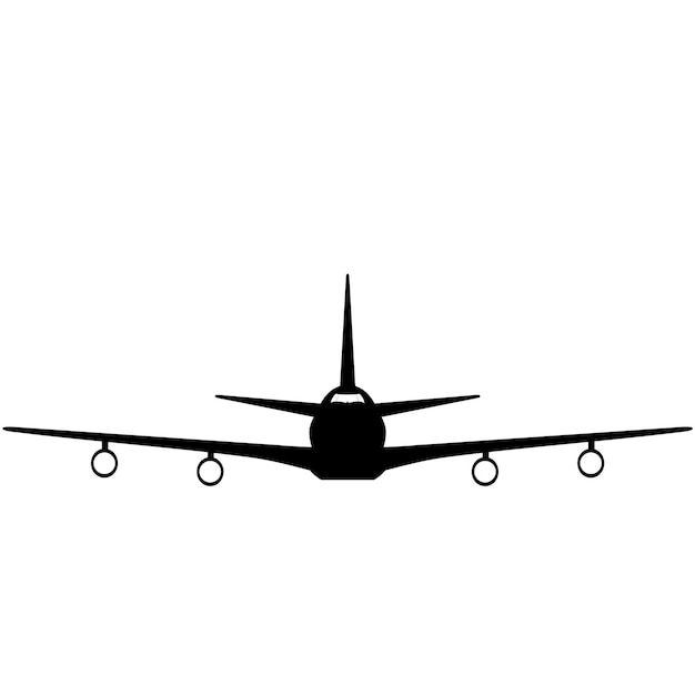 Silhouette di aereo passeggeri su sfondo bianco