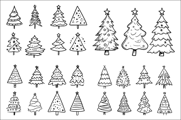 Silhouette di alberi di Natale Decorazioni di Natale Pacchetto di decorazioni per le vacanze Set di albero di Natale