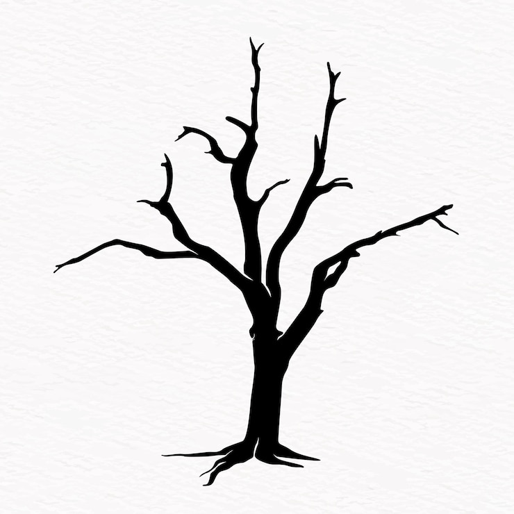 Vettore silhouette di albero morto del deserto