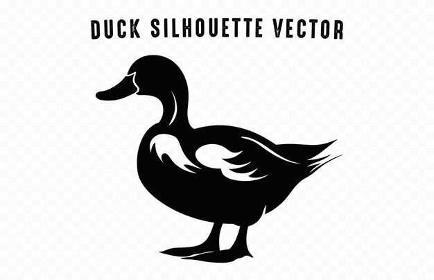 Silhouette di anatra clipart nera isolata su uno sfondo bianco