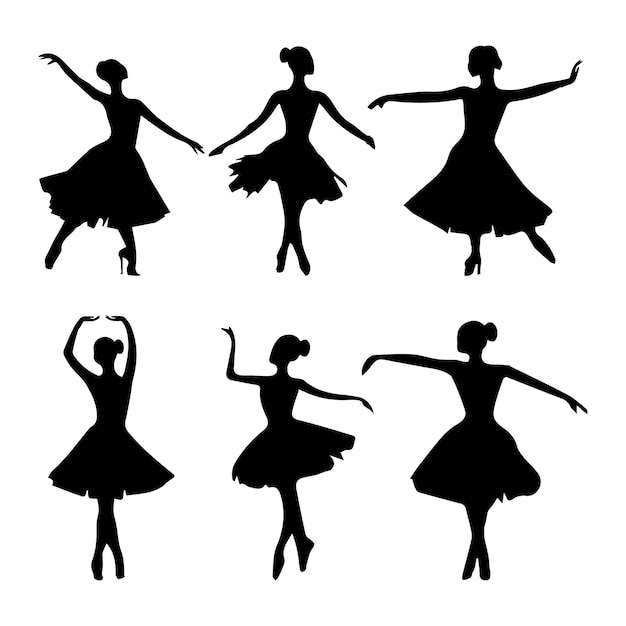 Silhouette di ballerine su sfondo bianco
