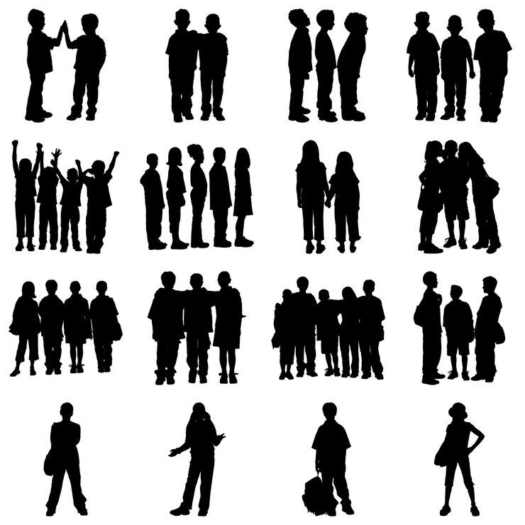 Vettore silhouette di bambini