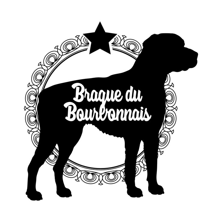 Vettore silhouette di cane razze di cane logo vettore silhouette logo design braque du bourbonnais