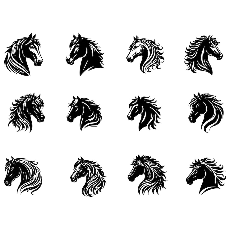 Vettore silhouette di cavallo vettore testa di cavallo silhouette vettore del logo del cavallo