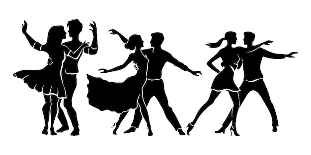 silhouette di coppia di ballerini uomo e donna coppia di ballerini set di silhouette