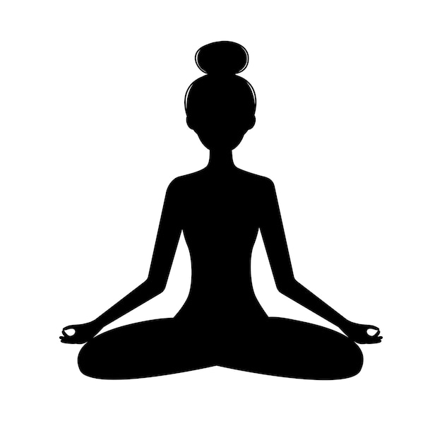 Silhouette di donna in meditazione Ragazza in posizione del loto che pratica yoga illustrazione vettoriale