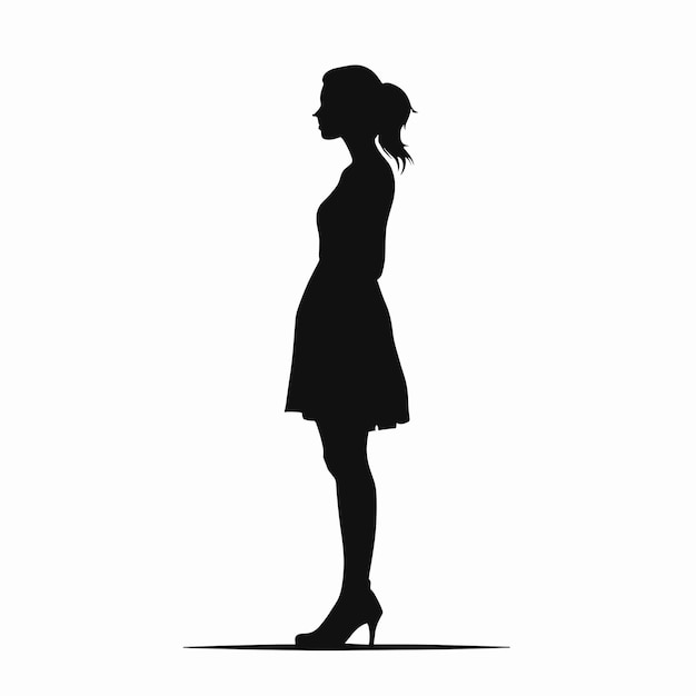 Silhouette di donna in piedi donna single in piedi da sola illustrazione vettoriale