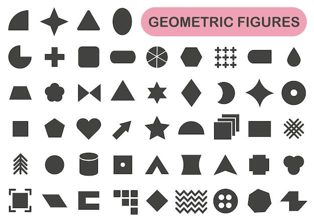 Silhouette di forme geometriche astratte diverse forme in nero